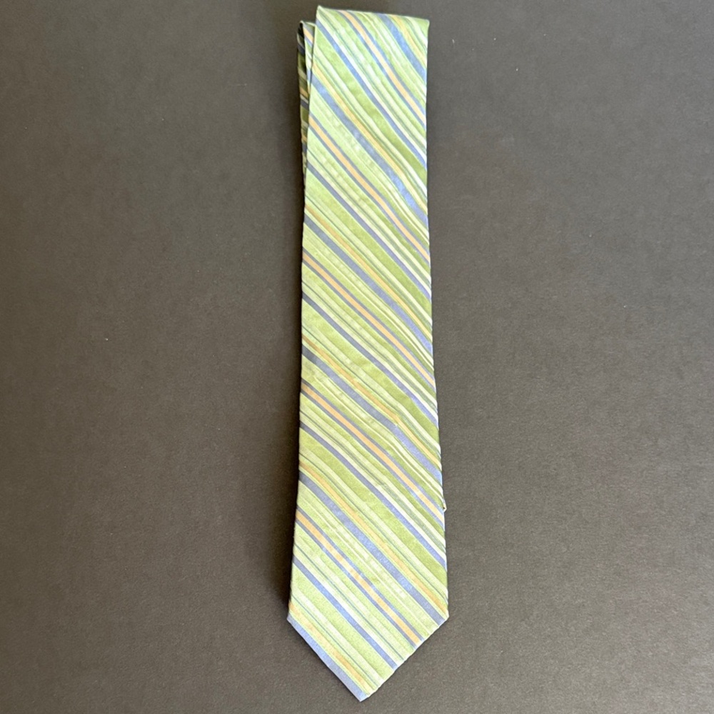 DKNY Diagonal Striped Green and Blue Tie